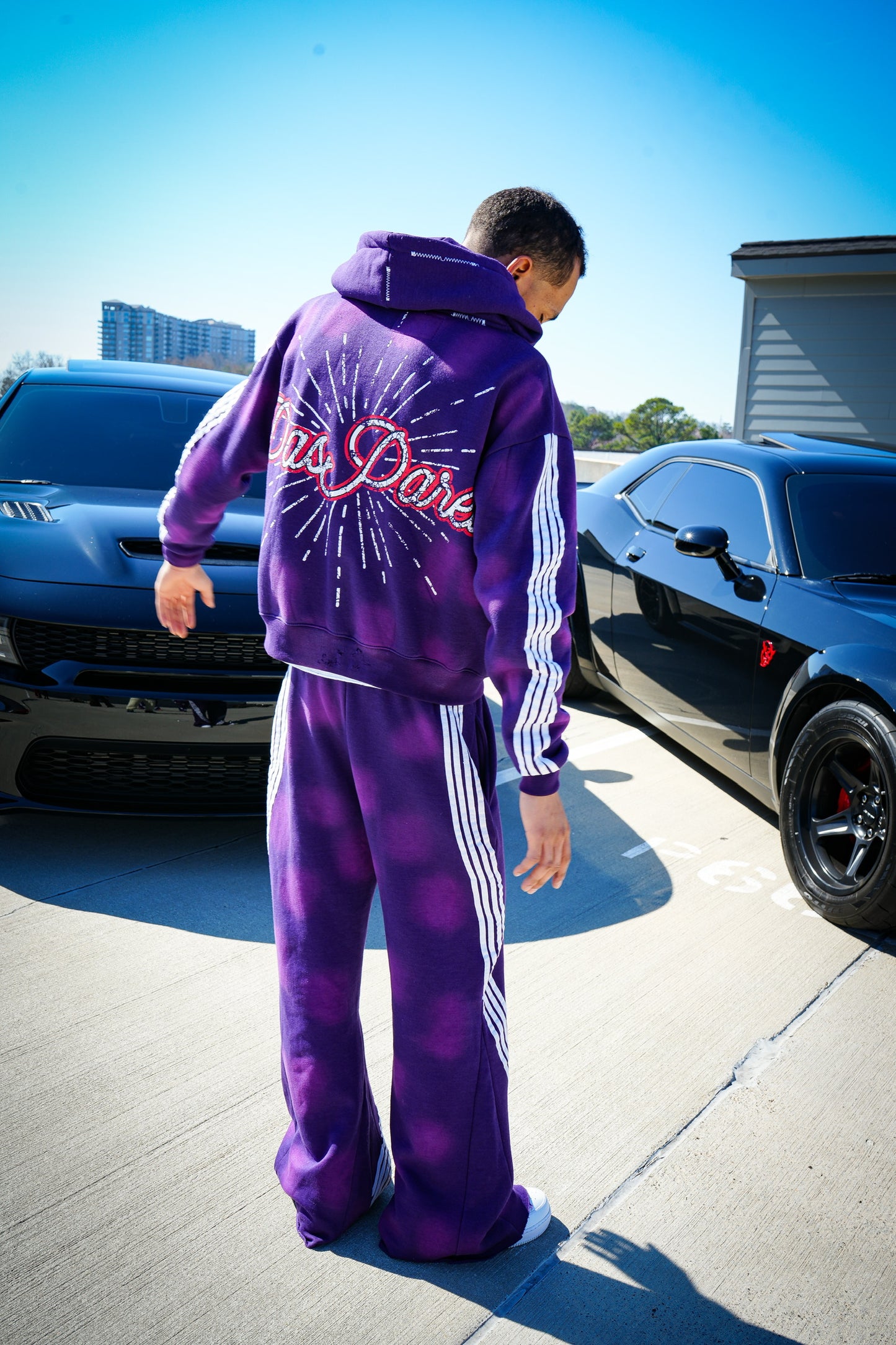 Distressed Sun Washed Purple Sweatsuit