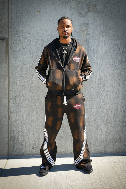 Distressed Sun Washed Black Sweatsuit