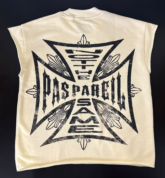 Sleeveless Distressed Biker Tee