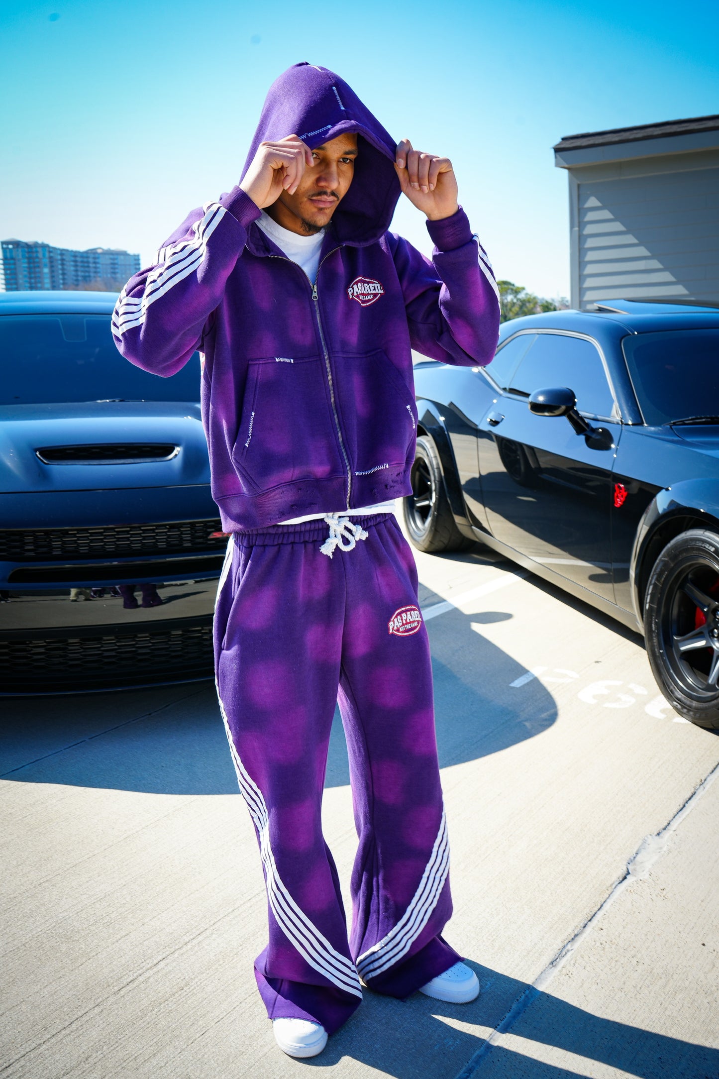 Distressed Sun Washed Purple Sweatsuit