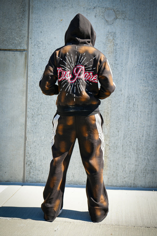Distressed Sun Washed Black Sweatsuit