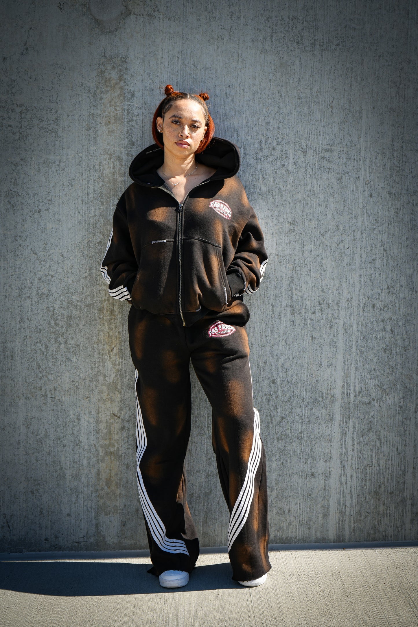 Distressed Sun Washed Black Sweatsuit