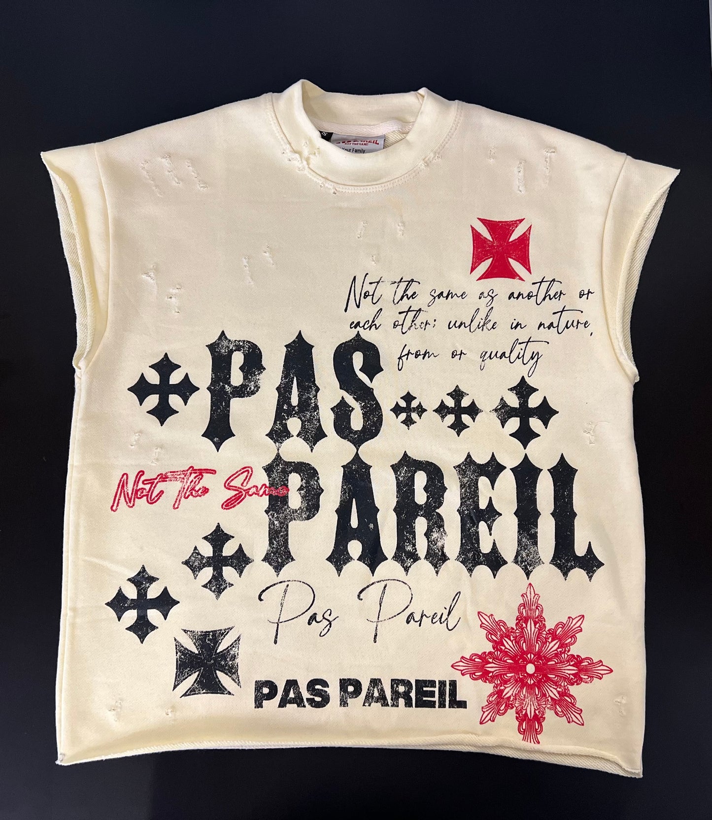 Sleeveless Distressed Biker Tee