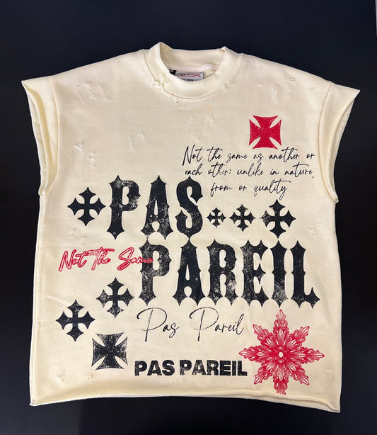 Sleeveless Distressed Biker Tee